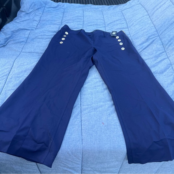 NWT Tommy Hilfiger Blue High Waist Nautical Sailor Wide Leg Pants Size 18W - Picture 1 of 5